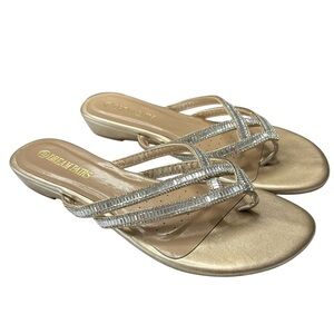 Dream Pairs Jeweled Womens Flats Sandals Size 10 Gold Rhinestone Fancy Bling